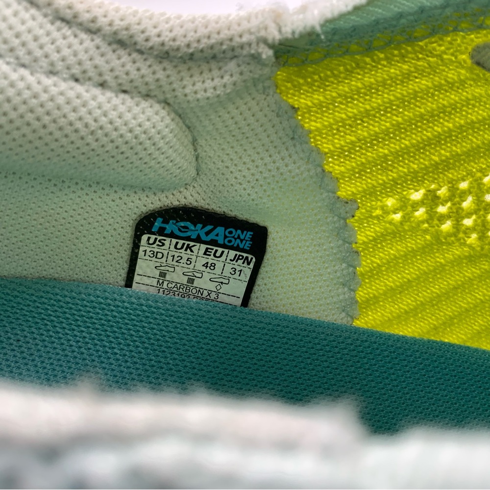 Hoka One One Men’s Carbon X 3 Lime Color (BSEP) Shoes. Size 13. - Picture 10 of 11